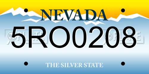 5RO0208 Nevada License Plate