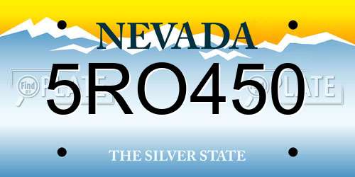 5RO450 Nevada License Plate