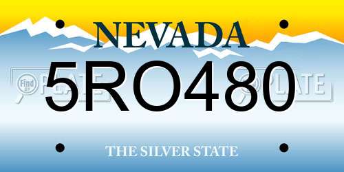 5RO480 Nevada License Plate