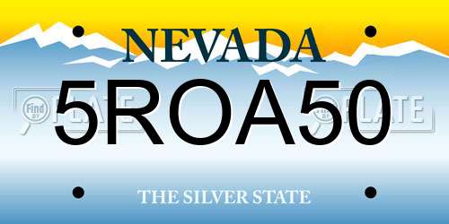 5ROA50 Nevada License Plate