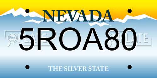 5ROA80 Nevada License Plate