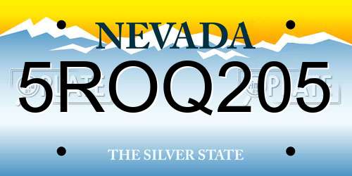 5ROQ205 Nevada License Plate