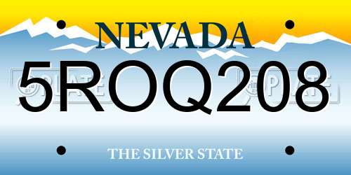 5ROQ208 Nevada License Plate