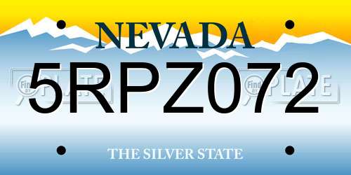 5RPZ072 Nevada License Plate