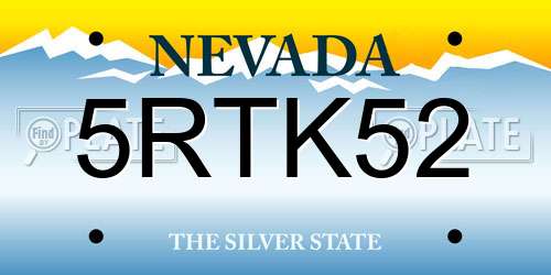 5RTK52 Nevada License Plate
