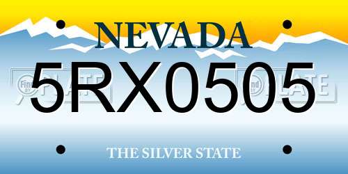 5RX0505 Nevada License Plate