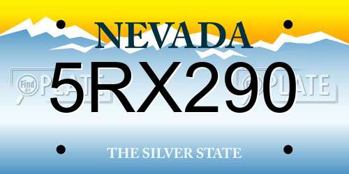 5RX290 Nevada License Plate