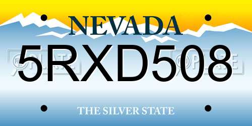 5RXD508 Nevada License Plate
