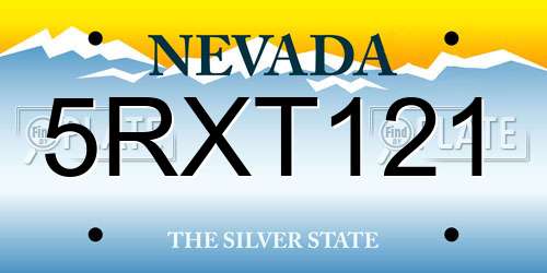 5RXT121 Nevada License Plate