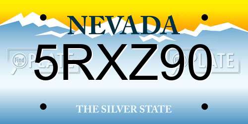5RXZ90 Nevada License Plate