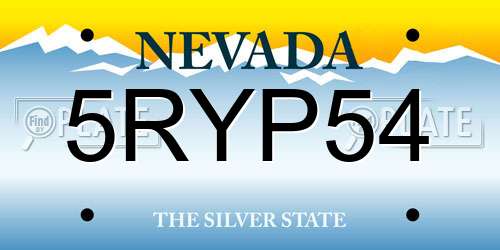 5RYP54 Nevada License Plate