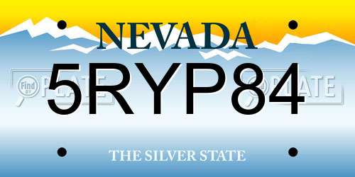 5RYP84 Nevada License Plate