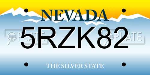 5RZK82 Nevada License Plate