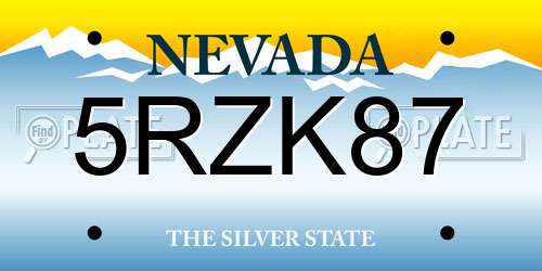 5RZK87 Nevada License Plate