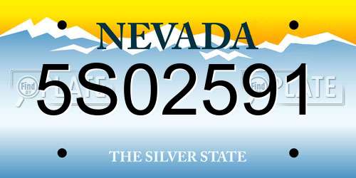 5S02591 Nevada License Plate