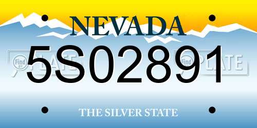 5S02891 Nevada License Plate