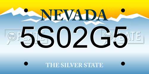 5S02G5 Nevada License Plate