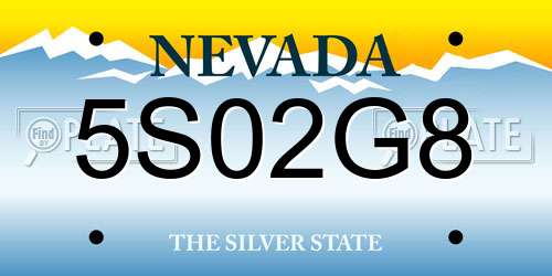 5S02G8 Nevada License Plate