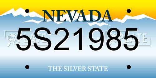 5S21985 Nevada License Plate