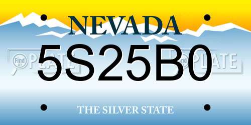 5S25B0 Nevada License Plate
