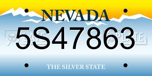 5S47863 Nevada License Plate