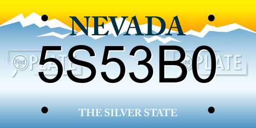 5S53B0 Nevada License Plate