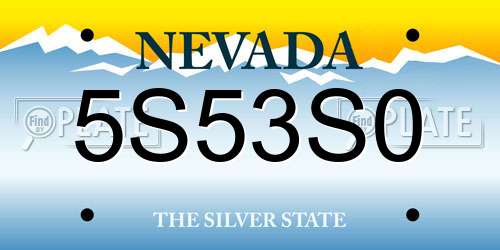 5S53S0 Nevada License Plate