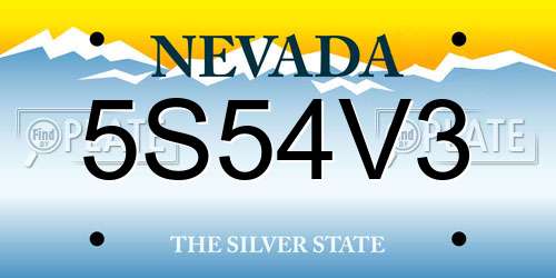 5S54V3 Nevada License Plate
