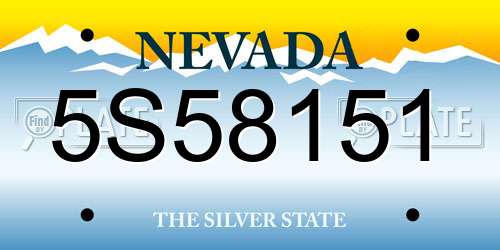 5S58151 Nevada License Plate