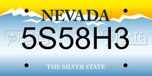 5S58H3 Nevada License Plate