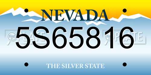 5S65816 Nevada License Plate