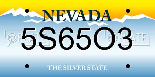 5S65O3 Nevada License Plate