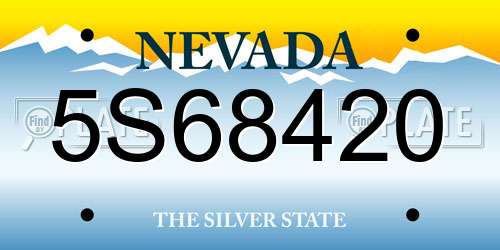 5S68420 Nevada License Plate