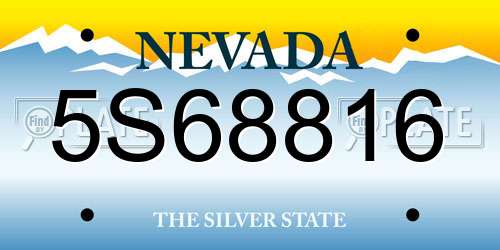 5S68816 Nevada License Plate