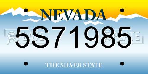 5S71985 Nevada License Plate