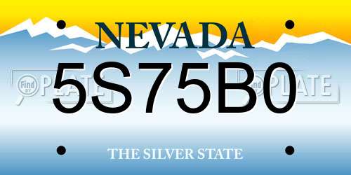 5S75B0 Nevada License Plate