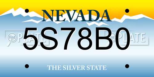 5S78B0 Nevada License Plate