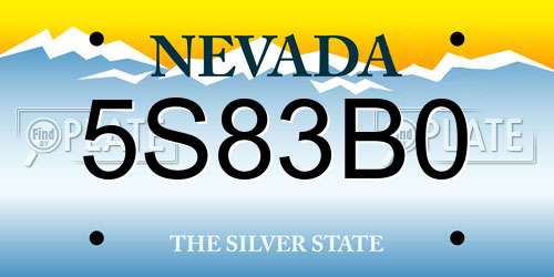 5S83B0 Nevada License Plate