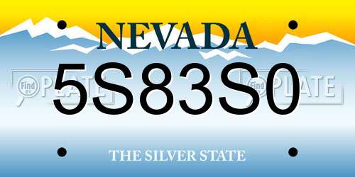 5S83S0 Nevada License Plate