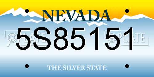5S85151 Nevada License Plate