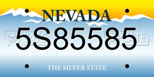 5S85585 Nevada License Plate