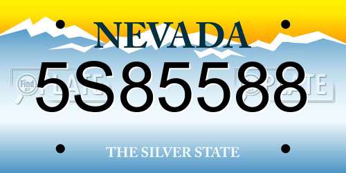 5S85588 Nevada License Plate