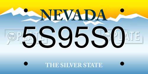 5S95S0 Nevada License Plate