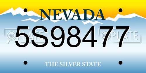 5S98477 Nevada License Plate