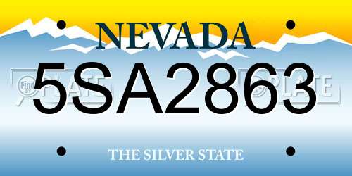 5SA2863 Nevada License Plate