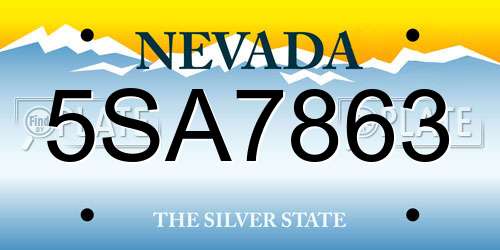 5SA7863 Nevada License Plate