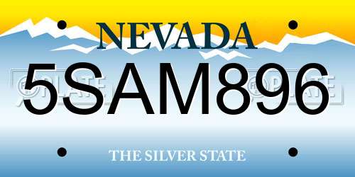 5SAM896 Nevada License Plate