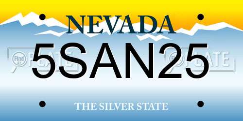 5SAN25 Nevada License Plate