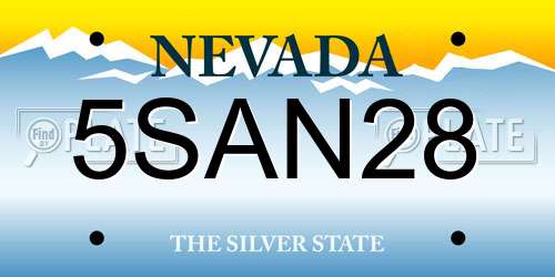 5SAN28 Nevada License Plate