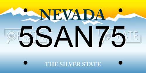 5SAN75 Nevada License Plate